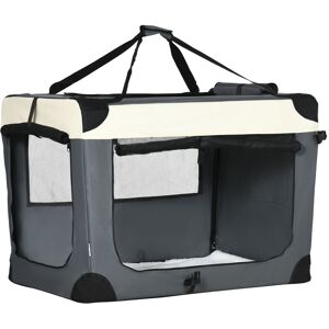 PawHut 91cm Foldable Pet Carrier, with Cushion, for Large Dogs and Cats - Grey PawHut 91cm Foldable Pet Carrier, with Cushion, for Large Dogs and Cats - Grey