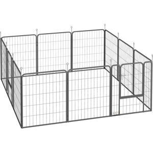 PawHut 12 Panels Heavy Duty Dog Playpen with Doors, for Medium Dogs, 80cm High, Black PawHut 12 Panels Heavy Duty Dog Playpen with Doors, for Medium Dogs, 80cm High, Black