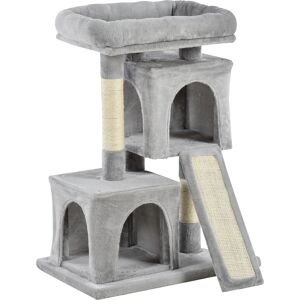 PawHut Feline Fortress: 3-Tier Cat Tower with Sisal Scratchers, Leisure Lounge in Light Grey Aosom UK PawHut Feline Fortress: 3-Tier Cat Tower with Sisal Scratchers, Leisure Lounge in Light Grey Aosom UK