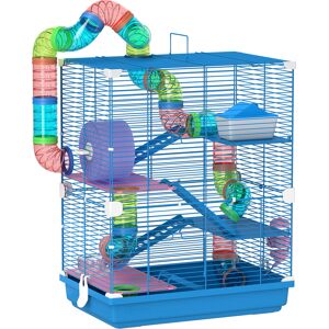 PawHut 5 Tier Hamster Cage Carrier Habitat w/ Exercise Wheels, Tunnel, Blue PawHut 5 Tier Hamster Cage Carrier Habitat w/ Exercise Wheels, Tunnel, Blue