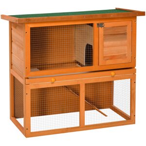 PawHut 2-Tier Rabbit Hutch Wooden Guinea Pig Hutch Double Decker Pet Cage Run with Sliding Tray Opening Top PawHut 2-Tier Rabbit Hutch Wooden Guinea Pig Hutch Double Decker Pet Cage Run with Sliding Tray Opening Top