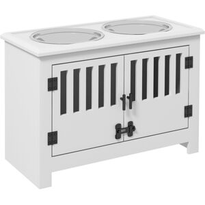 PawHut Raised Dog Bowls, Pet Feeding Station, with Storage, Food and Water Bowls, for Large Dogs - White Aosom UK PawHut Raised Dog Bowls, Pet Feeding Station, with Storage, Food and Water Bowls, for Large Dogs - White Aosom UK
