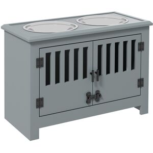 PawHut Elevated Dog Bowls for Large Breeds, Pet Feeder Station with Storage, Secure Doors, Dual Stainless Steel Bowls, Grey Aosom UK PawHut Elevated Dog Bowls for Large Breeds, Pet Feeder Station with Storage, Secure Doors, Dual Stainless Steel Bowls, Grey Aosom UK