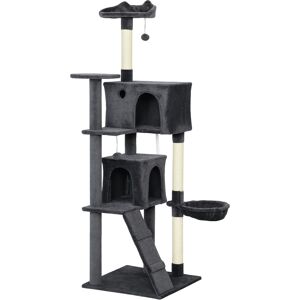 PawHut 180cm Large Cat Tree Tower with Sisal Scratching Posts, Condos, Plush Perches, Hammock, Ladder, Dark Grey PawHut 180cm Large Cat Tree Tower with Sisal Scratching Posts, Condos, Plush Perches, Hammock, Ladder, Dark Grey