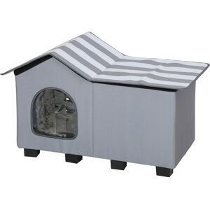 PawHut Outdoor Cat House, Weatherproof Feral Cat Cave with Elevated Base and Cushion for Winter, Grey PawHut Outdoor Cat House, Weatherproof Feral Cat Cave with Elevated Base and Cushion for Winter, Grey