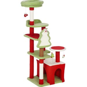 PawHut Cat Tree, 120cm Christmas Cat Tower with 3 Scratching Posts, Scratching Board, 2 Perches, Platforms, Toys, Green PawHut Cat Tree, 120cm Christmas Cat Tower with 3 Scratching Posts, Scratching Board, 2 Perches, Platforms, Toys, Green