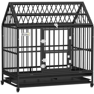 PawHut Xl Dog Crate, 48" Heavy Duty, on Wheels, Dog Crate Furniture with Removable Tray, Openable Top, Suitable for L, XL Dogs, Black Aosom UK PawHut Xl Dog Crate, 48" Heavy Duty, on Wheels, Dog Crate Furniture with Removable Tray, Openable Top, Suitable for L, XL Dogs, Black Aosom UK
