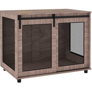 PawHut Dog Crate Furniture with Sliding Door for Large Dogs, 98 x 60 x 78cm, Walnut Brown PawHut Dog Crate Furniture with Sliding Door for Large Dogs, 98 x 60 x 78cm, Walnut Brown