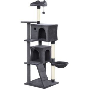 PawHut 160cm Large Cat Tree Tower with Sisal Scratching Posts, Condos, Plush Perches, Hammock, Ladder, Dark Grey PawHut 160cm Large Cat Tree Tower with Sisal Scratching Posts, Condos, Plush Perches, Hammock, Ladder, Dark Grey