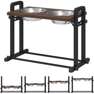 PawHut Raised Dog Bowls with Stand, 4 Heights Adjustable Pet Feeder with 3 Adjustable Angles for Small, Medium & Large Breeds, Brown PawHut Raised Dog Bowls with Stand, 4 Heights Adjustable Pet Feeder with 3 Adjustable Angles for Small, Medium & Large Breeds, Brown