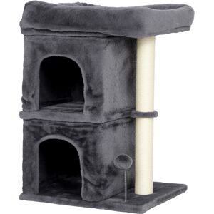 PawHut 66 cm Small Cat Tree for Large Cats, Cat Tower w/ Large Top Perch, 2 Condos, Sisal Scratching Post, Toy Ball, Dark Grey PawHut 66 cm Small Cat Tree for Large Cats, Cat Tower w/ Large Top Perch, 2 Condos, Sisal Scratching Post, Toy Ball, Dark Grey