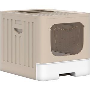 PawHut Foldable Cat Litter Box with Lid, Slide-Out Drawer, Scoop, Easy Clean, Odour Control, Anti-Splashing, Khaki PawHut Foldable Cat Litter Box with Lid, Slide-Out Drawer, Scoop, Easy Clean, Odour Control, Anti-Splashing, Khaki