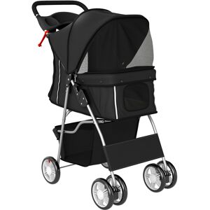 PawHut Dog Pram, Pet Stroller with Reflective Strips, Foldable Cat Stroller with 360° Swivel Wheels, Black PawHut Dog Pram, Pet Stroller with Reflective Strips, Foldable Cat Stroller with 360° Swivel Wheels, Black