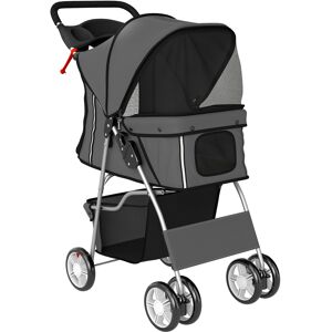 PawHut Dog Pram, Pet Stroller with Reflective Strips, Foldable Cat Stroller with 360° Swivel Wheels, Dark Grey PawHut Dog Pram, Pet Stroller with Reflective Strips, Foldable Cat Stroller with 360° Swivel Wheels, Dark Grey