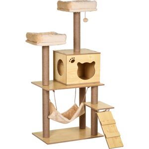 PawHut 130cm Cat Tree for Indoor Cats, Multi-Level Plush Cat Tower, with Five Scratching Posts, Two Perches, Cat House, Hammock PawHut 130cm Cat Tree for Indoor Cats, Multi-Level Plush Cat Tower, with Five Scratching Posts, Two Perches, Cat House, Hammock