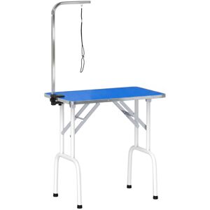 PawHut 32" Foldable Dog Grooming Table Pet Drying Beauty Table Adjustable Fixed Arm Rubber Top, Blue PawHut 32" Foldable Dog Grooming Table Pet Drying Beauty Table Adjustable Fixed Arm Rubber Top, Blue