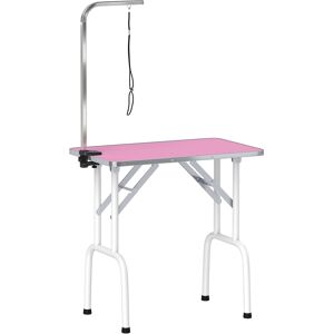 PawHut 32" Foldable Dog Grooming Table Pet Drying Beauty Table Adjustable Fixed Arm Rubber Top, Pink PawHut 32" Foldable Dog Grooming Table Pet Drying Beauty Table Adjustable Fixed Arm Rubber Top, Pink