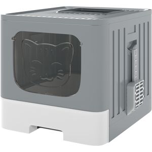 PawHut Foldable Cat Litter Box with Lid, Slide-Out Drawer, Scoop, Easy Clean, Odour Control, Anti-Splashing, Grey PawHut Foldable Cat Litter Box with Lid, Slide-Out Drawer, Scoop, Easy Clean, Odour Control, Anti-Splashing, Grey