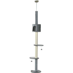 PawHut Multi-Level Cat Tree, Kitten Activity Tower, Condo, Indoor Play House with Scratching Post, Hanging Balls, Light Grey Aosom UK PawHut Multi-Level Cat Tree, Kitten Activity Tower, Condo, Indoor Play House with Scratching Post, Hanging Balls, Light Grey Aosom UK