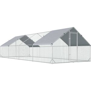 PawHut Chicken Run Galvanised Walk-in Chicken Coop Hen Poultry House Cage Rabbit Hutch with Water-Resist Cover, 3 x 8 x 2m PawHut Chicken Run Galvanised Walk-in Chicken Coop Hen Poultry House Cage Rabbit Hutch with Water-Resist Cover, 3 x 8 x 2m