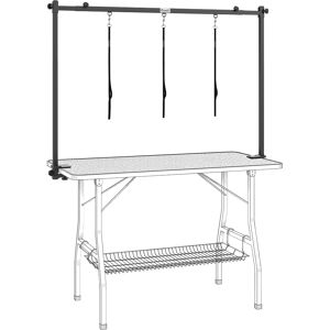 PawHut Dog Grooming Arm Adjustable H-Shape Dog Grooming Table Arm with Clamp and 3 Nooses Black PawHut Dog Grooming Arm Adjustable H-Shape Dog Grooming Table Arm with Clamp and 3 Nooses Black