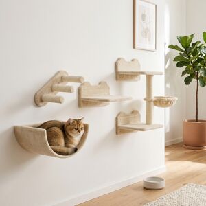 PawHut - Cat Shelves Set - Beige - Wall-mounted - Cat Shelves PawHut - Cat Shelves Set - Beige - Wall-mounted - Cat Shelves