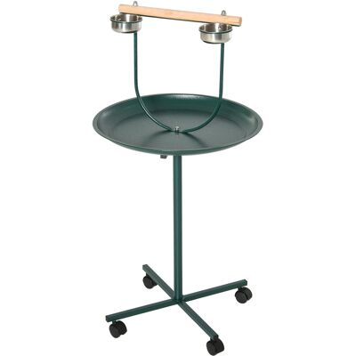 PawHut - Bird Stand with Wheels - Green - 2 Bowls - Stand PawHut - Bird Stand with Wheels - Green - 2 Bowls - Stand
