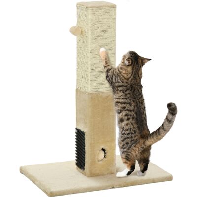 PawHut Interactive Cat Scratching Post, Jute Material with Carpet Base and Hanging Toy, Beige Aosom UK PawHut Interactive Cat Scratching Post, Jute Material with Carpet Base and Hanging Toy, Beige Aosom UK