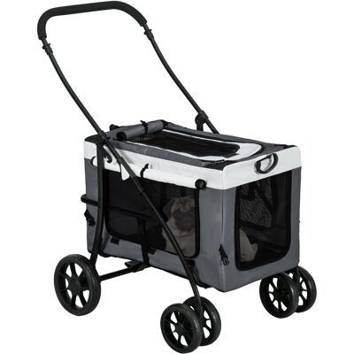 PawHut Foldable Dog Stroller, Pet Travel Crate, with Detachable Carrier, Soft Padding, for Mini, Small Dogs - Grey PawHut Foldable Dog Stroller, Pet Travel Crate, with Detachable Carrier, Soft Padding, for Mini, Small Dogs - Grey