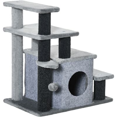 PawHut - Pet Stairs - Grey - Adjustable 3/4-Step - Pet Stairs PawHut - Pet Stairs - Grey - Adjustable 3/4-Step - Pet Stairs