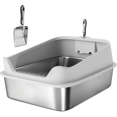 PawHut XXL Stainless Steel Cat Litter Box with High Sides, Scoop, 70 x 50 x 30 cm PawHut XXL Stainless Steel Cat Litter Box with High Sides, Scoop, 70 x 50 x 30 cm