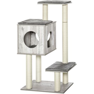 PawHut Multi-Level Cat Tree Tower Activity Center Climbing Stand Kitten House Furniture with Scratching Posts Condo Perch Plush Cushion Grey PawHut Multi-Level Cat Tree Tower Activity Center Climbing Stand Kitten House Furniture with Scratching Posts Condo Perch Plush Cushion Grey