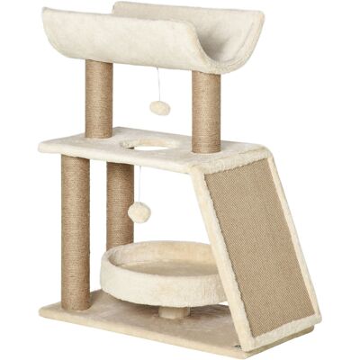 PawHut Cat Climbing Tree, Scratch Pad, Cosy Bed Perch, Play Ball, for Indoor Cats, 60 x 30 x 76 cm, Light Brown Aosom UK PawHut Cat Climbing Tree, Scratch Pad, Cosy Bed Perch, Play Ball, for Indoor Cats, 60 x 30 x 76 cm, Light Brown Aosom UK