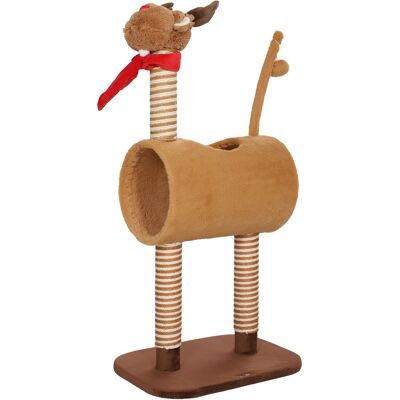 PawHut 98cm Deer Themed Cat Tree with Scratching Posts, Toy Ball, Tunnel, Brown Aosom UK PawHut 98cm Deer Themed Cat Tree with Scratching Posts, Toy Ball, Tunnel, Brown Aosom UK