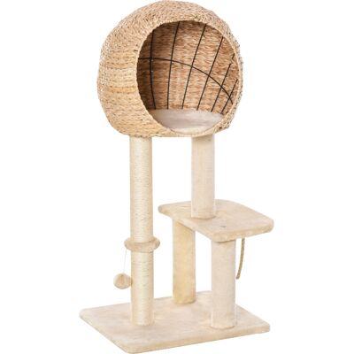 PawHut Cat tree Cat Tower 100cm Climbing Activity Center with Sisal Scratching Post Condo Perch Hanging Balls Teasing Rope Toy Cushion Aosom UK PawHut Cat tree Cat Tower 100cm Climbing Activity Center with Sisal Scratching Post Condo Perch Hanging Balls Teasing Rope Toy Cushion Aosom UK