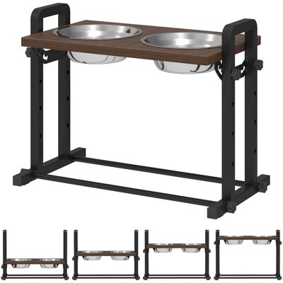 PawHut Raised Dog Bowls with Stand, 4 Heights Adjustable Pet Feeder with 3 Adjustable Angles for Small, Medium & Large Breeds, Brown PawHut Raised Dog Bowls with Stand, 4 Heights Adjustable Pet Feeder with 3 Adjustable Angles for Small, Medium & Large Breeds, Brown