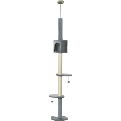 PawHut Multi-Level Cat Tree, Kitten Activity Tower, Condo, Indoor Play House with Scratching Post, Hanging Balls, Light Grey Aosom UK PawHut Multi-Level Cat Tree, Kitten Activity Tower, Condo, Indoor Play House with Scratching Post, Hanging Balls, Light Grey Aosom UK