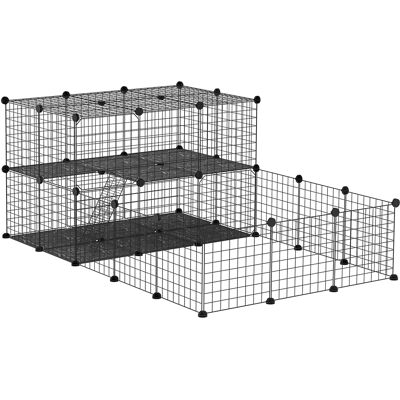 PawHut Pet Playpen with Door, Guinea Pigs Metal Mesh Cage for Small Animal, Chinchilla, 175 x 105 x 70 CM, Black PawHut Pet Playpen with Door, Guinea Pigs Metal Mesh Cage for Small Animal, Chinchilla, 175 x 105 x 70 CM, Black