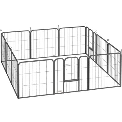 PawHut 12 Panels Heavy Duty Dog Playpen with Doors, for Small Dogs, 60cm High, Black PawHut 12 Panels Heavy Duty Dog Playpen with Doors, for Small Dogs, 60cm High, Black