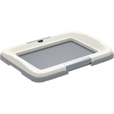 PawHut Potty Training Puppy for Puppy & Elderly Dogs w/ Disassemblable Tray & Frame, Dog Toilet Tray for Training Dogs, Grey, White Aosom UK PawHut Potty Training Puppy for Puppy & Elderly Dogs w/ Disassemblable Tray & Frame, Dog Toilet Tray for Training Dogs, Grey, White Aosom UK