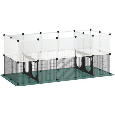 PawHut Pet Playpen with Waterproof Mat, DIY Small Animal Enclosure 34 Panels, Indoor/Outdoor Metal Pet Fence for Guinea Pigs PawHut Pet Playpen with Waterproof Mat, DIY Small Animal Enclosure 34 Panels, Indoor/Outdoor Metal Pet Fence for Guinea Pigs