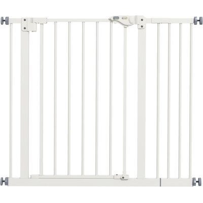 PawHut Flexible Pet Gate: Adjustable Metal Barrier for Dogs, 74-94cm Width, Secure Fit, White Aosom UK PawHut Flexible Pet Gate: Adjustable Metal Barrier for Dogs, 74-94cm Width, Secure Fit, White Aosom UK