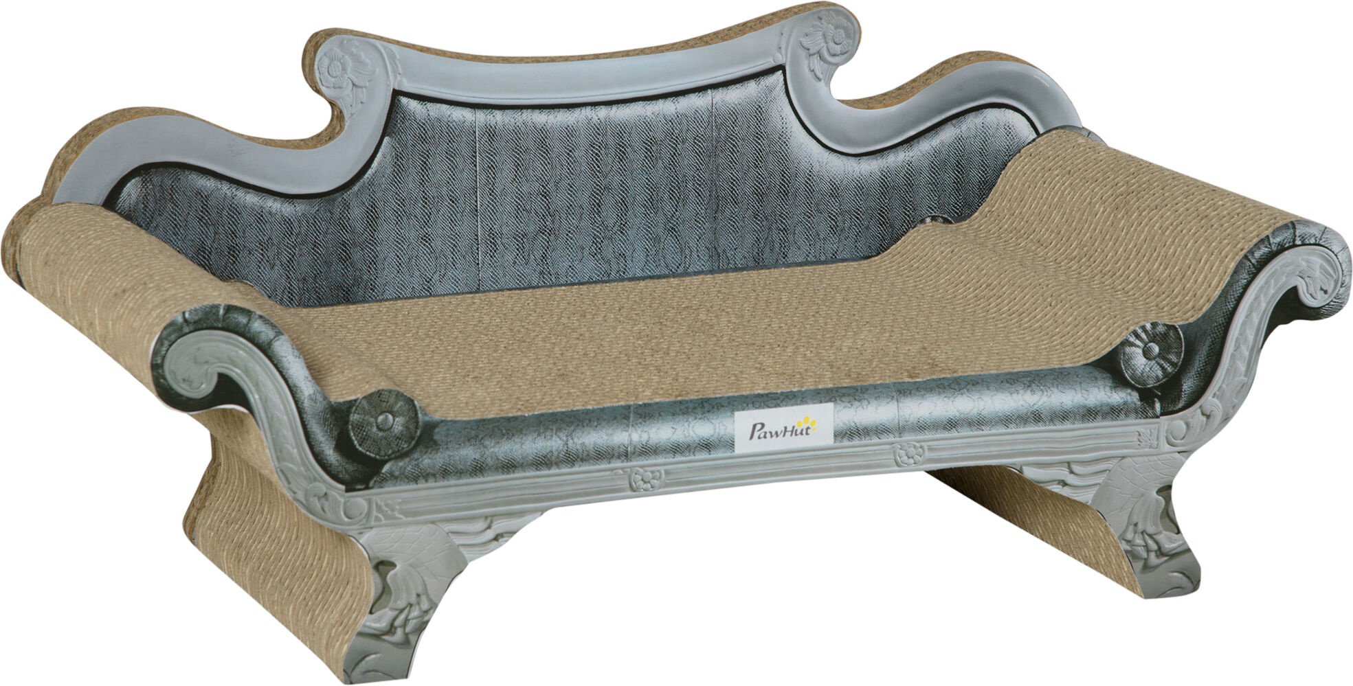 PawHut Cat Scratcher Lounge with Catnip, Curved Cardboard Scratching Bed, 60 x 29 x 26.5cm, Beige Aosom UK