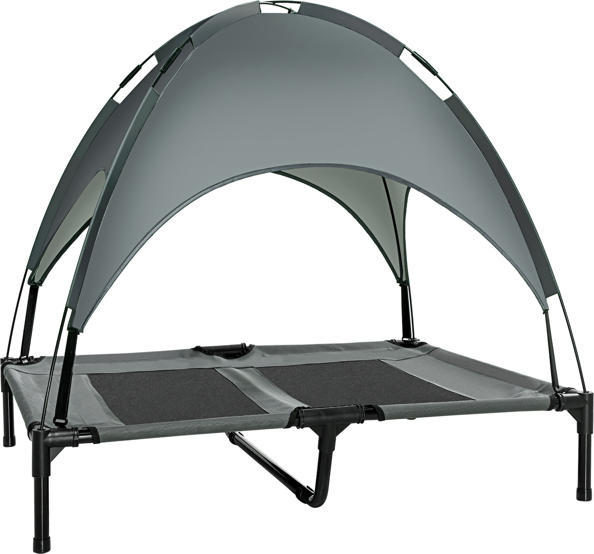 PawHut Elevated Dog Bed, Waterproof Pet Cot with Breathable Mesh & UV Protection Canopy, Grey, for Small & Medium Dogs, 92x76x90cm Aosom UK