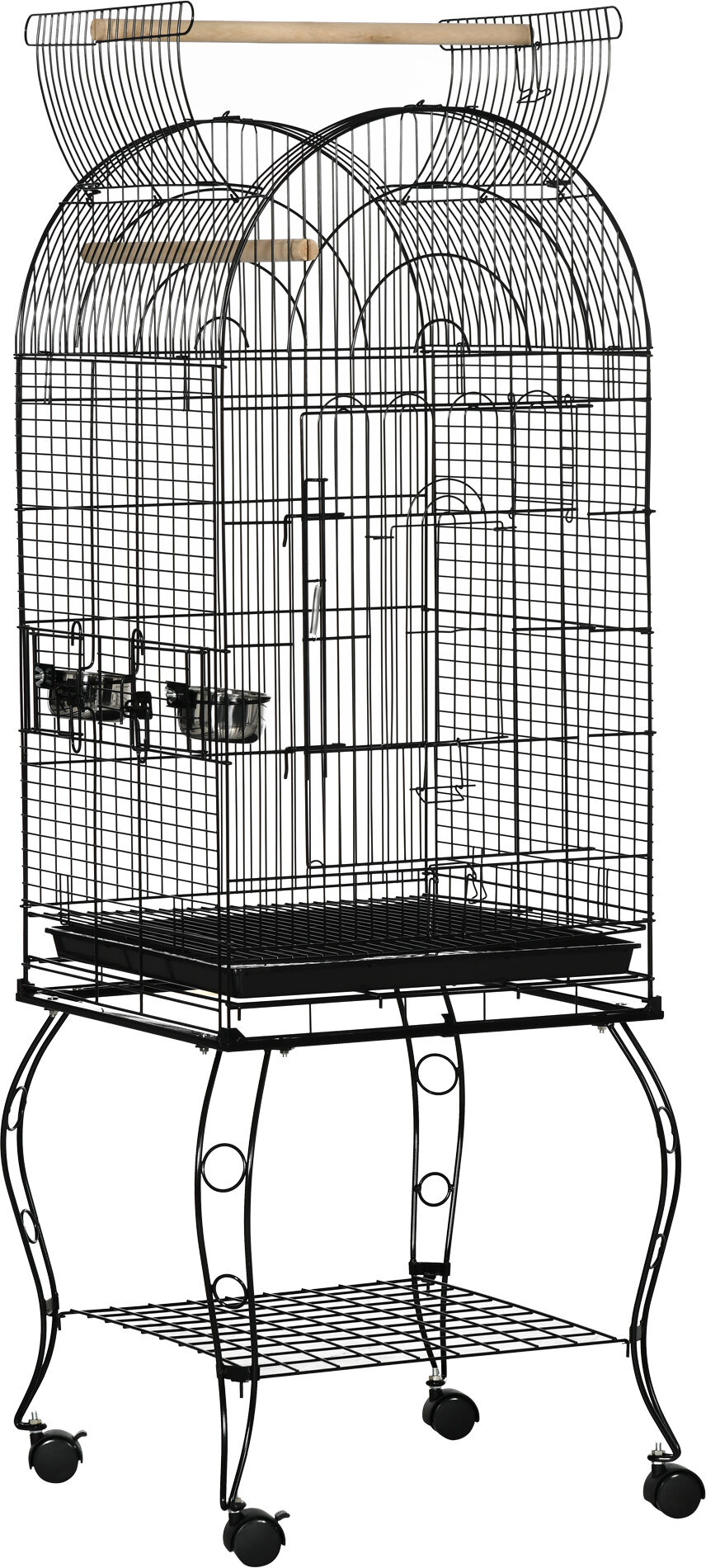 PawHut Large Parrot Bird Cage Aviary Budgies Finch Cockatiel Birds Stand Feeding Station Stand w/ Wheels 51L x 51W x 153H cm