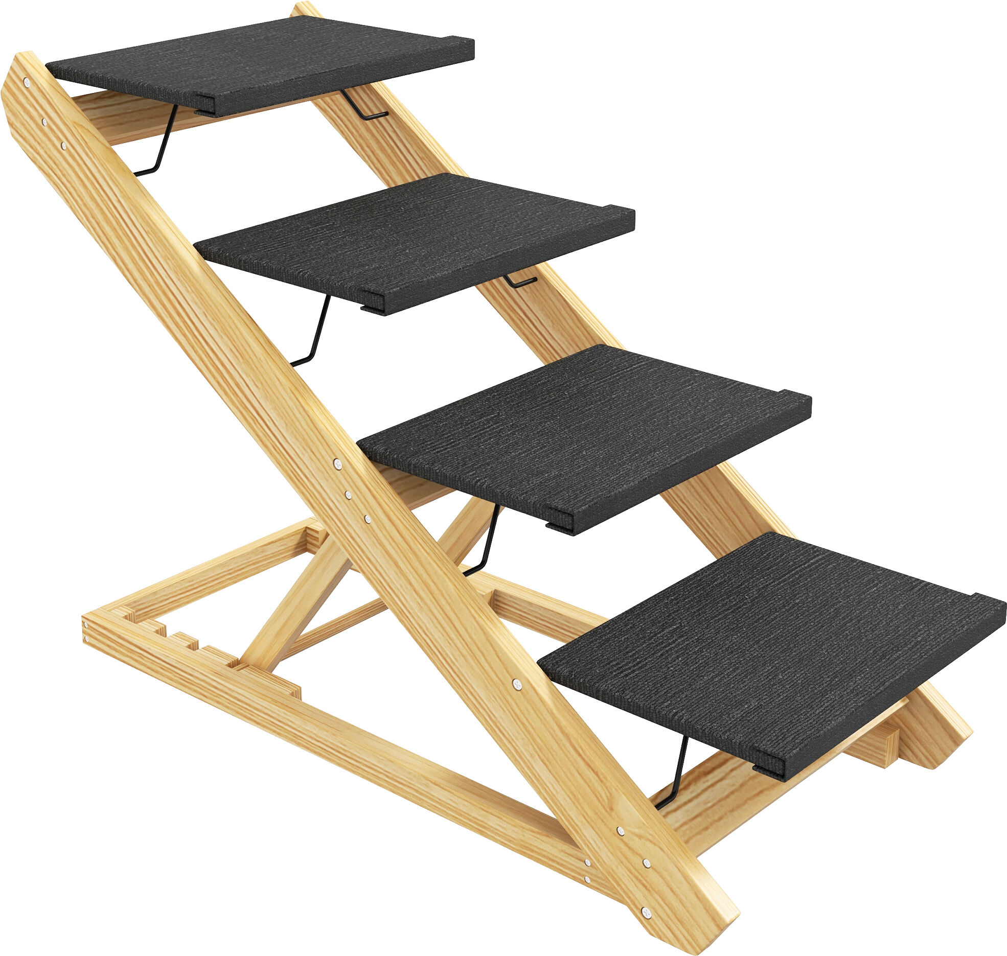 PawHut Adjustable Dog Steps Dog Ramp, 4-Step Non-slip Pet Stairs for Large Sized Dogs, Foldable Dog Stairs for Bed Sofa Aosom UK