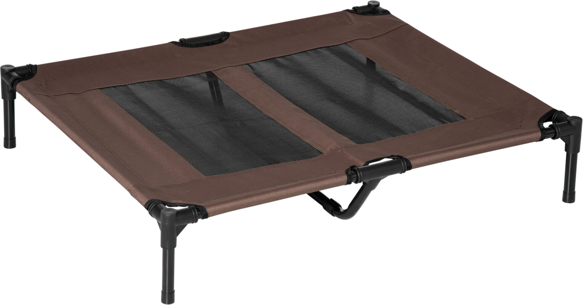 PawHut Elevated Pet Bed, Large Raised Dog & Cat Cooling Cot, Portable for Camping, Outdoor/Indoor Use, Metal Frame with Mesh, Black Aosom UK