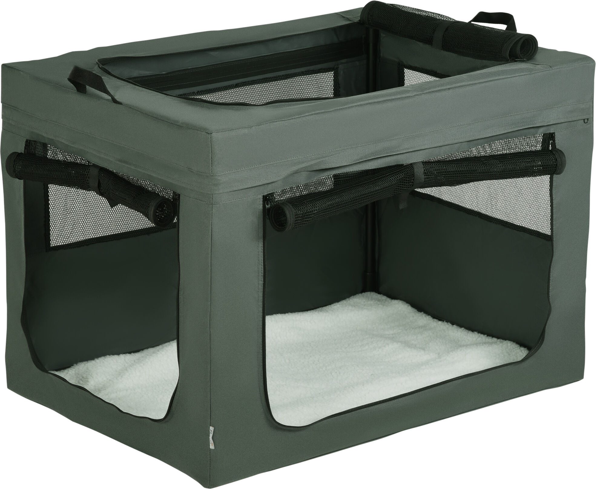 PawHut Foldable Pet Carrier for Medium & Large Dogs, Portable Cat Travel Bag with Cushion, Spacious, 90cm, Grey Aosom UK