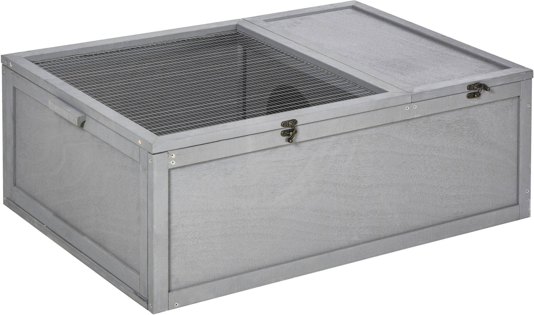 PawHut 94 cm Wooden Tortoise House Turtle Habitat Small Reptile Cage Enclosure with Two Room Grey