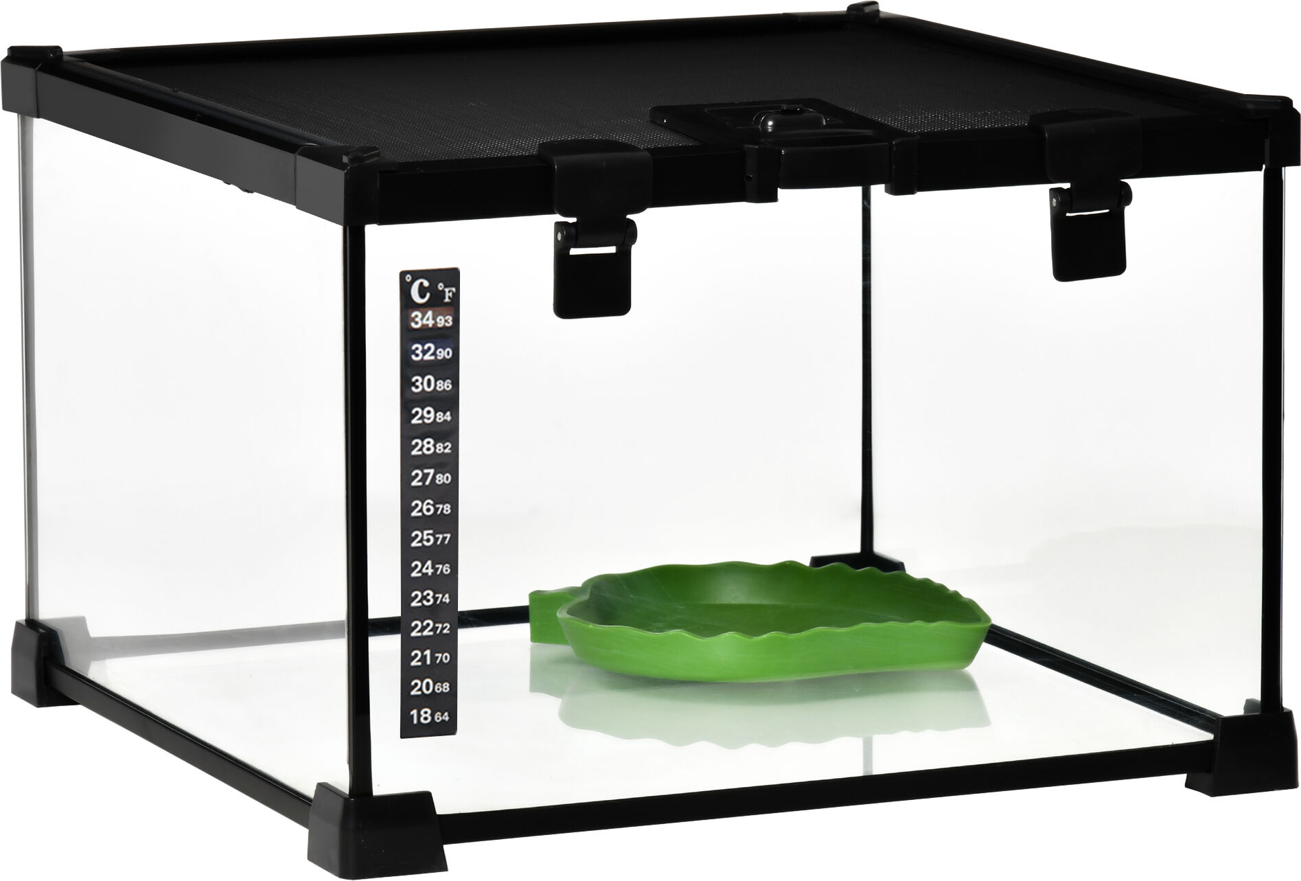 PawHut 30 x 30 x 20 cm Reptile Glass Terrarium, Reptile Breeding Tank, Climbing Pet Glass Containers, Arboreal Box, w/ Patch Thermometer Aosom UK